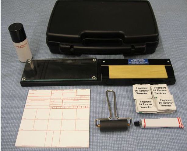 CKFPBGF Basic Fingerprint Kit, Folding Glass Inking Station