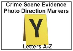 Crime Scene Evidence Photo Direction
Lettered A thru Z Evidence Markers
Crime Scene Photo Markers
Photo Markers lettered A thru Z