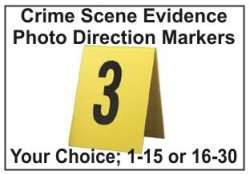 Crime Scene Evidence Photo Markers
Photo Direction 1-15
Evidence Collection Markers
Crime Scene Photo Markers
Crime Scene Markers