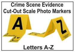 A - Z Photo Marker with Cut-Out Scale
Photo Marker with Cut-Out Scale
Evidence Collection Markers
Crime Scene Markers
Crime Scene Photo Markers
Evidence Photo Markers