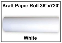 Kraft Paper Roll - White, 36 inch Wide