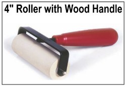 4" Standard Paste Ink Roller with Wood Handle