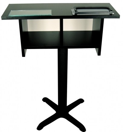 Pedestal Station W/2 Card Holder, Glass Slab