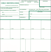 Child Identification Fingerprint Cards