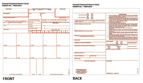 Fingerprint Cards
Criminal Record Fingerprint Cards